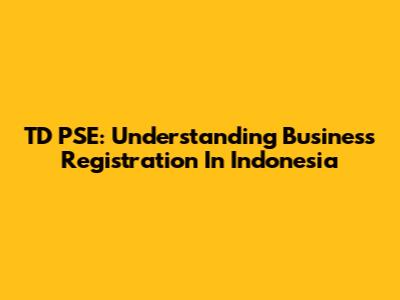 TD PSE: Understanding Business Registration In Indonesia