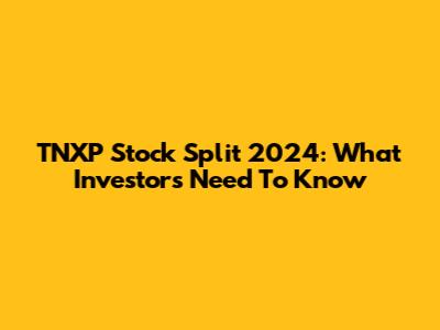 TNXP Stock Split 2024: What Investors Need To Know