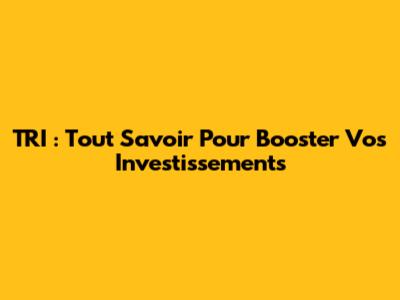 TRI : Tout Savoir Pour Booster Vos Investissements