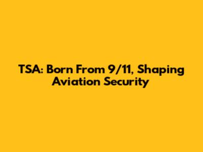 TSA: Born From 9/11, Shaping Aviation Security
