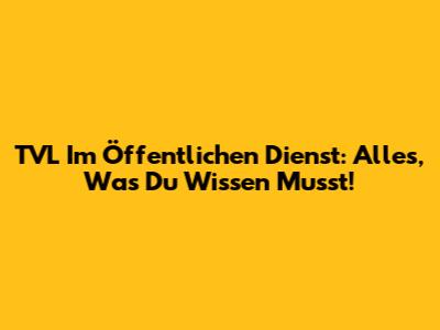 TVL Im Öffentlichen Dienst: Alles, Was Du Wissen Musst!