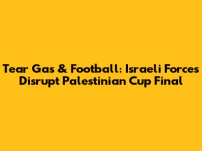Tear Gas & Football: Israeli Forces Disrupt Palestinian Cup Final