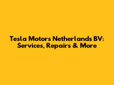 Tesla Motors Netherlands BV: Services, Repairs & More