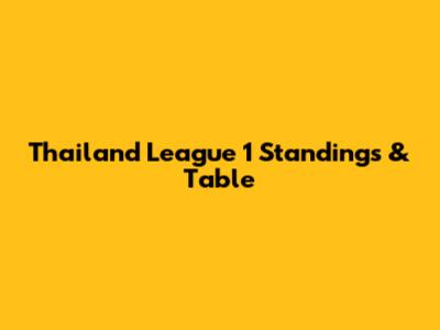 Thailand League 1 Standings & Table