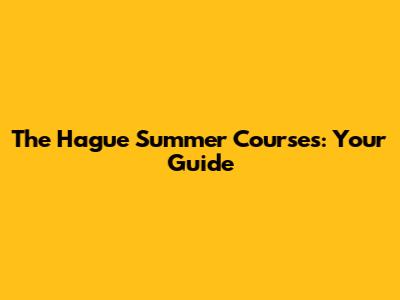 The Hague Summer Courses: Your Guide