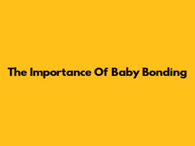 The Importance Of Baby Bonding