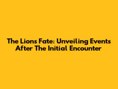 The Lion's Fate: Unveiling Events After The Initial Encounter