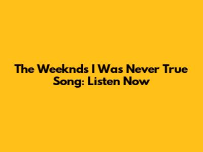 The Weeknd's "I Was Never True" Song: Listen Now