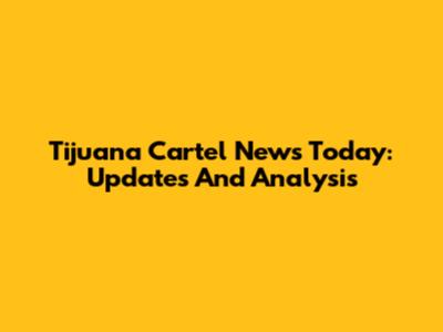 Tijuana Cartel News Today: Updates And Analysis