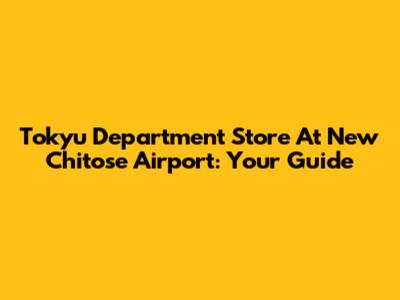 Tokyu Department Store At New Chitose Airport: Your Guide