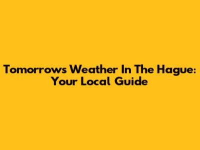 Tomorrow's Weather In The Hague: Your Local Guide
