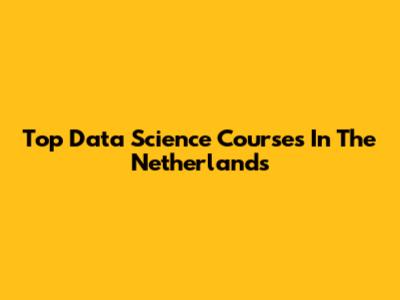Top Data Science Courses In The Netherlands