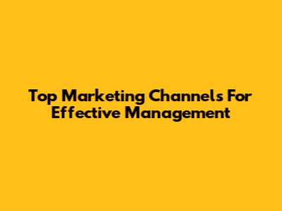 Top Marketing Channels For Effective Management