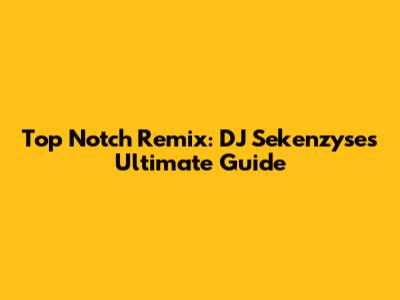 Top Notch Remix: DJ Sekenzyse's Ultimate Guide