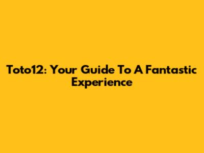 Toto12: Your Guide To A Fantastic Experience