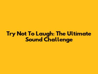 Try Not To Laugh: The Ultimate Sound Challenge