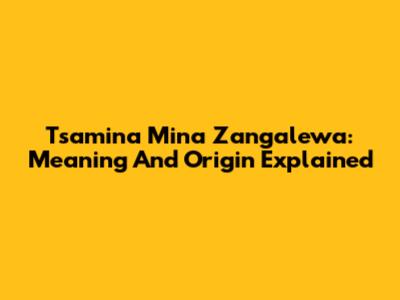 Tsamina Mina Zangalewa: Meaning And Origin Explained