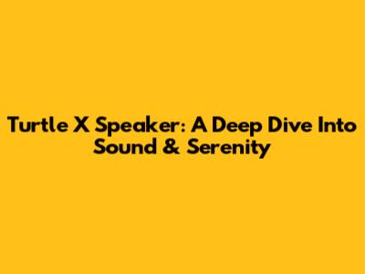 Turtle X Speaker: A Deep Dive Into Sound & Serenity