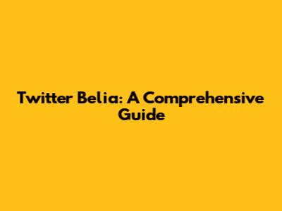 Twitter Belia: A Comprehensive Guide