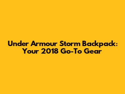 Under Armour Storm Backpack: Your 2018 Go-To Gear