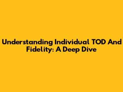 Understanding Individual TOD And Fidelity: A Deep Dive