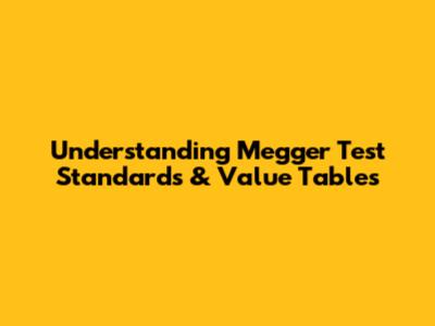 Understanding Megger Test Standards & Value Tables