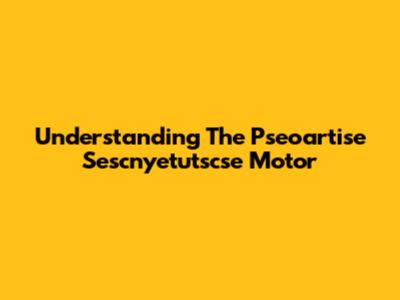 Understanding The Pseoartise Sescnyetutscse Motor