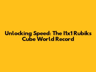 Unlocking Speed: The I1x1 Rubik's Cube World Record