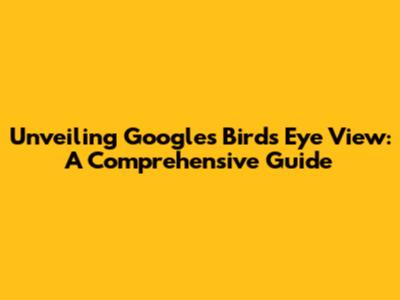 Unveiling Google's Bird's Eye View: A Comprehensive Guide