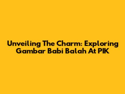Unveiling The Charm: Exploring Gambar Babi Balah At PIK