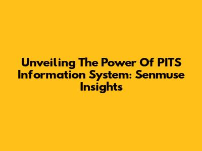 Unveiling The Power Of PITS Information System: Senmuse Insights