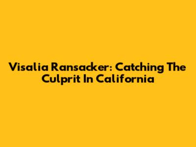 Visalia Ransacker: Catching The Culprit In California