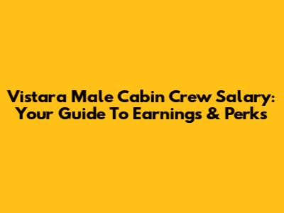 Vistara Male Cabin Crew Salary: Your Guide To Earnings & Perks