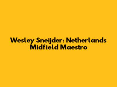 Wesley Sneijder: Netherlands' Midfield Maestro