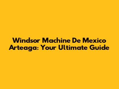 Windsor Machine De Mexico Arteaga: Your Ultimate Guide