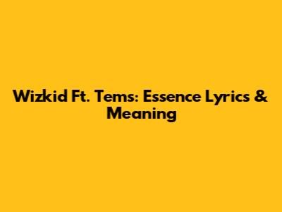 Wizkid Ft. Tems: "Essence" Lyrics & Meaning