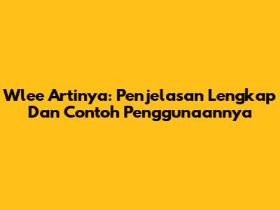 Wlee Artinya: Penjelasan Lengkap Dan Contoh Penggunaannya