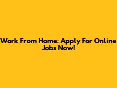 Work From Home: Apply For Online Jobs Now!