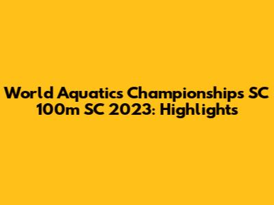 World Aquatics Championships SC 100m SC 2023: Highlights