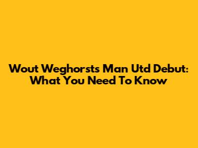 Wout Weghorst's Man Utd Debut: What You Need To Know