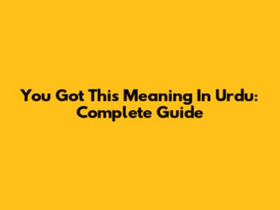 You Got This Meaning In Urdu: Complete Guide