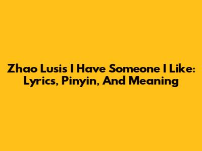 Zhao Lusi's 'I Have Someone I Like': Lyrics, Pinyin, And Meaning