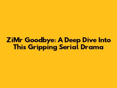 ZiMr Goodbye: A Deep Dive Into This Gripping Serial Drama