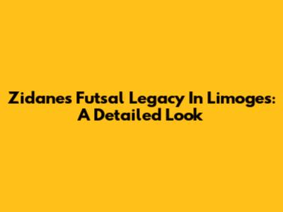 Zidane's Futsal Legacy In Limoges: A Detailed Look