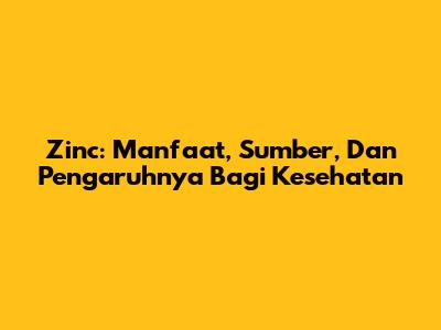 Zinc: Manfaat, Sumber, Dan Pengaruhnya Bagi Kesehatan