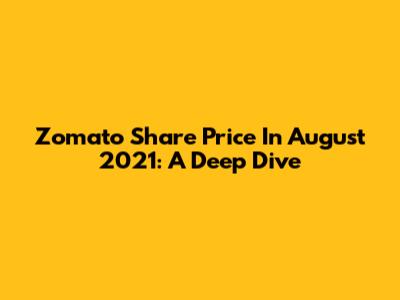Zomato Share Price In August 2021: A Deep Dive