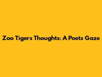Zoo Tiger's Thoughts: A Poet's Gaze